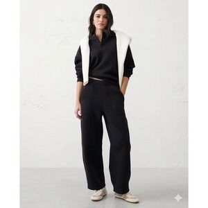 New Banana Republic Pants Large Tall Weekender Barrel High Rise Black Scuba Knit